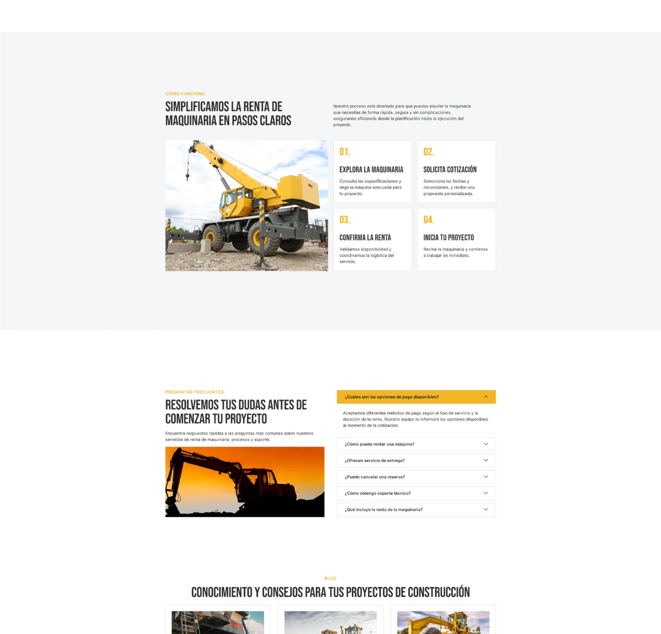Sistema de reservas online para maquinaria de construcción