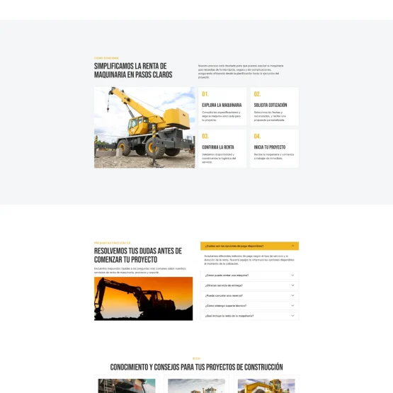 Sistema de reservas online para maquinaria de construcción