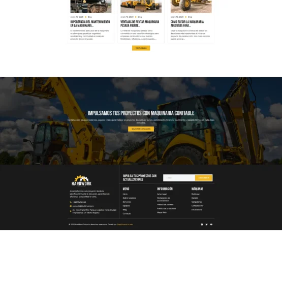 Gestión de servicios y maquinaria en plantilla WordPress