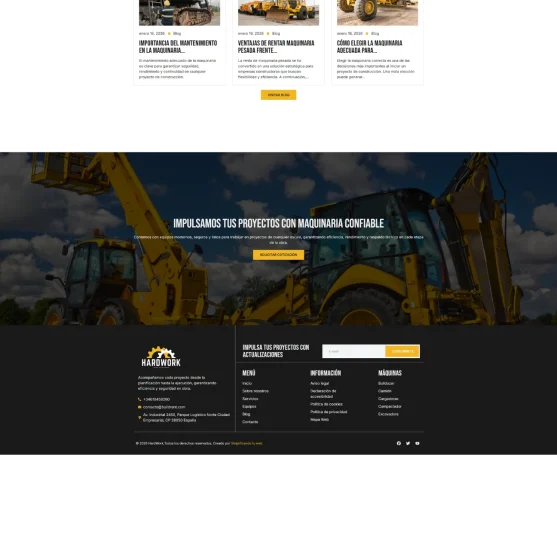 Gestión de servicios y maquinaria en plantilla WordPress