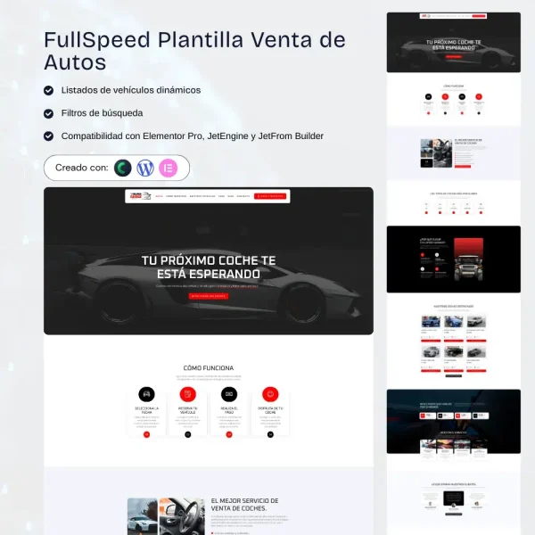 Plantilla WordPress para venta de autos con catálogo y filtros avanzados