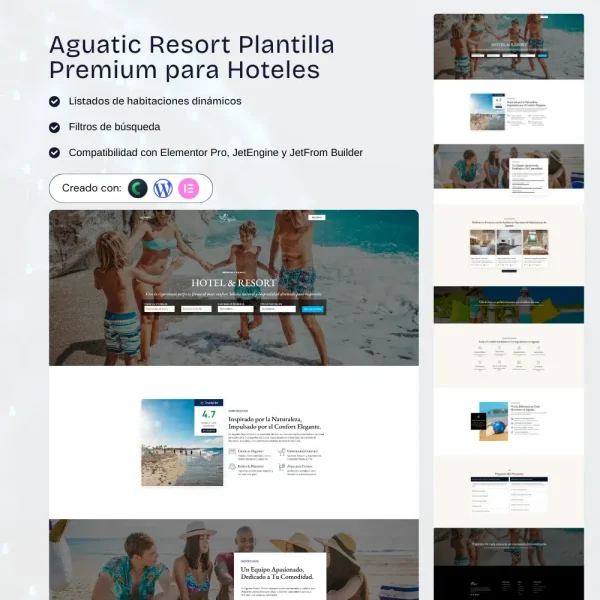 Plantilla web premium para hotel con sistema de reservas online en WordPress
