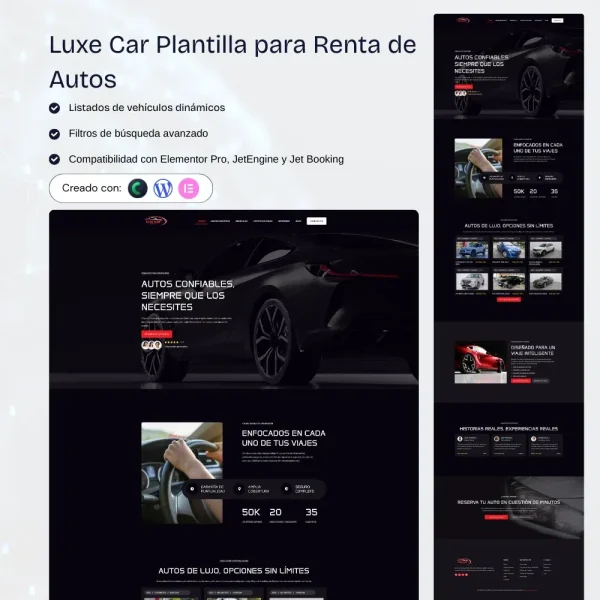 Plantilla WordPress para renta de autos con sistema de reservas online