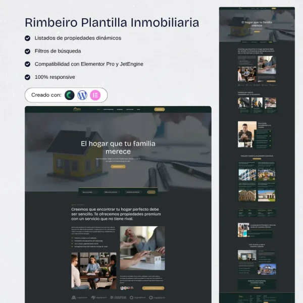 Plantilla WordPress para inmobiliaria con gestión de propiedades