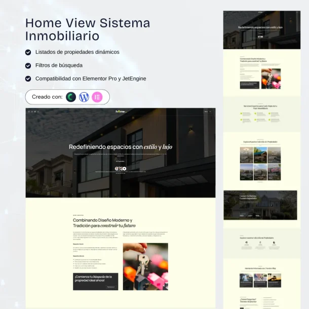 Sistema inmobiliario WordPress básico con listado de propiedades y filtros