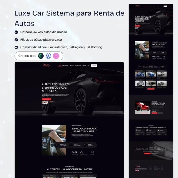 sistema de renta de autos en WordPress con reservas y listado de vehículos