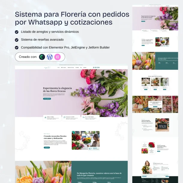 Sistema floreria WordPress con pedidos y cotizaciones por WhatsApp