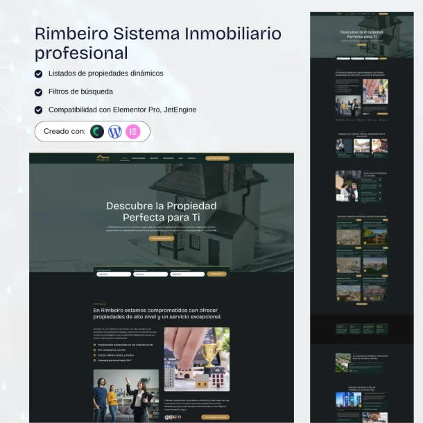Sistema inmobiliario WordPress con gestión de propiedades y filtros avanzados
