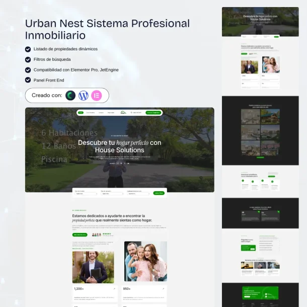Sistema inmobiliario WordPress con filtros avanzados y roles de usuario frontend