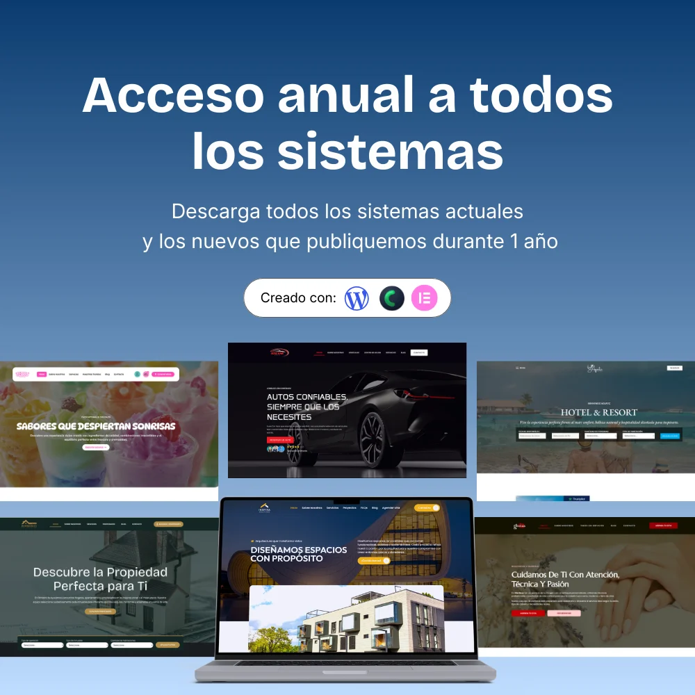 Acceso anual a sistemas y plantillas WordPress profesionales para webdesigners