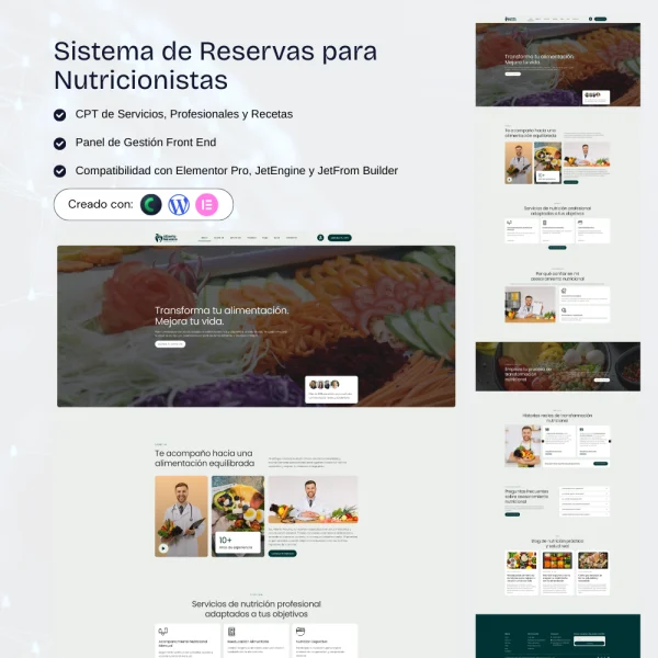 Sistema web para nutricionistas con agenda online y gestión de pacientes en WordPress