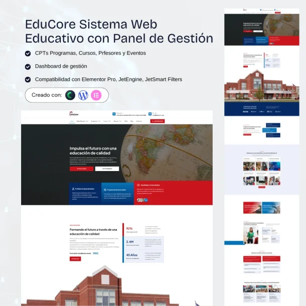 sistema web educativo WordPress para academias cursos y formación online