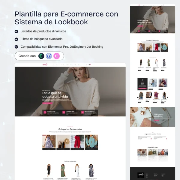 Plantilla WordPress para ecommerce de moda con lookbook y tienda online